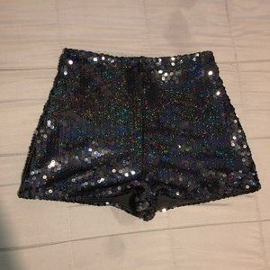 High Rise Black Rave Booty Shorts